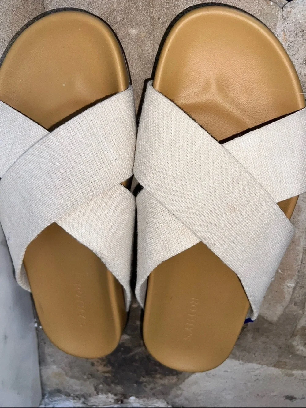 Rothys Women 10 The Weekend Slide Sandal Oat Slip On Shoe Open Toe Comfort